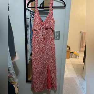 New without tags Floral Midi Length Dress - soft orange color - size M